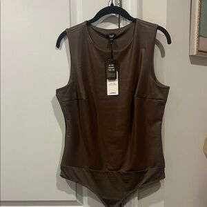 Express Dark Brown Sleeveless Bodysuit